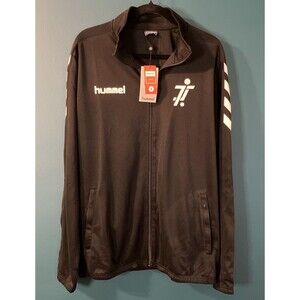 NWT Hummel Black Core Poly Full Zip Chevron Sleeve Jacket Track Top Large Soccer